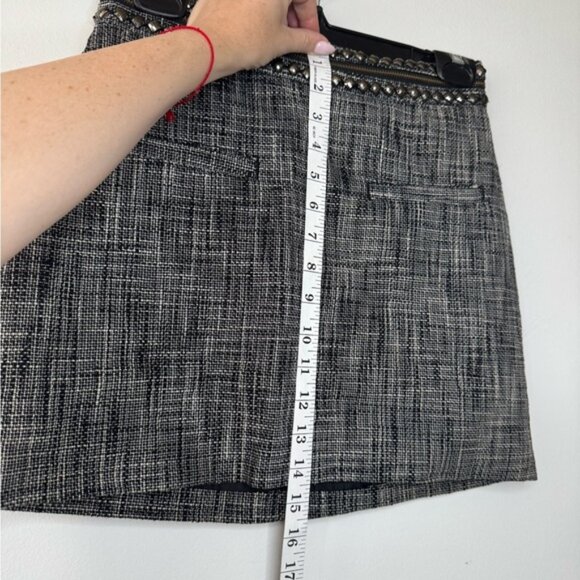 H&M Navy Tweed Mini Skirt with Embellished Waist  – Size 6 - Picture 13 of 15